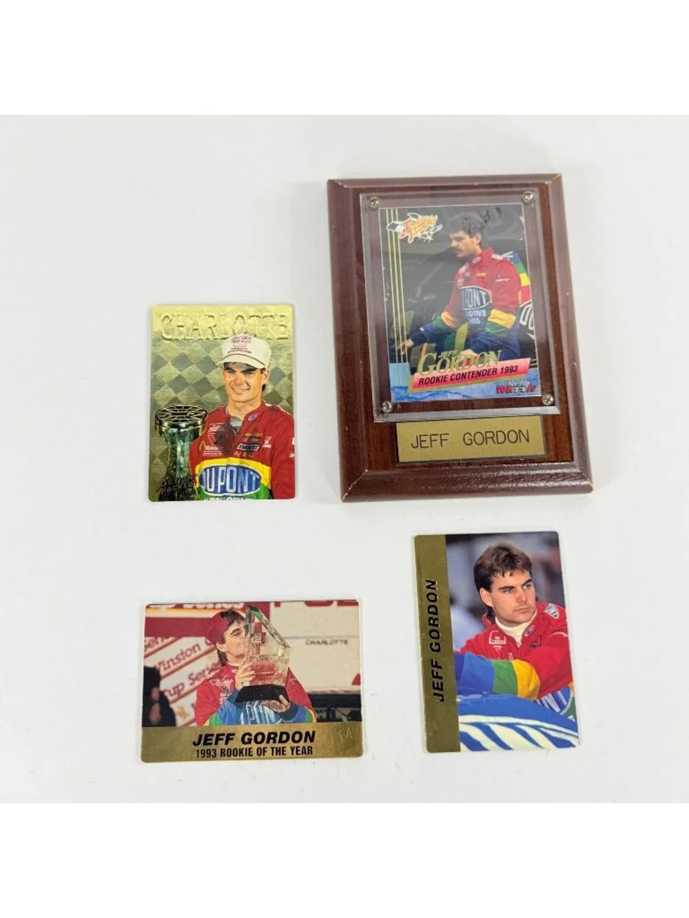 Jeff Gordon 1993 Rookie Plaque With 3 Trading Cards NASCAR Contenders Set